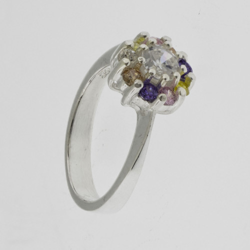 Anel de Prata Buquê Colors Zircônias 4mm