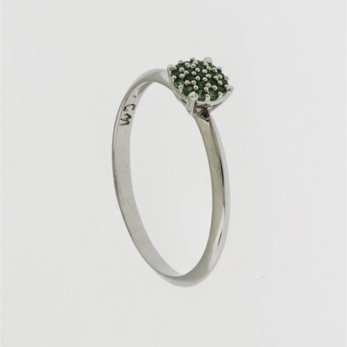 Anel de Prata Chuveiro Zircônias Esmeralda 5mm