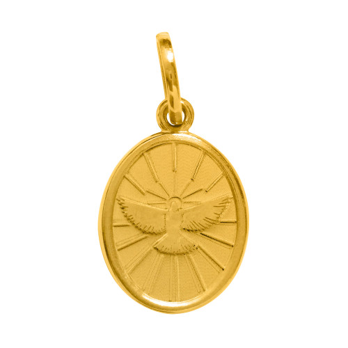 Pingente de Aço Espírito Santo Oval Gold IPG 15x12mm