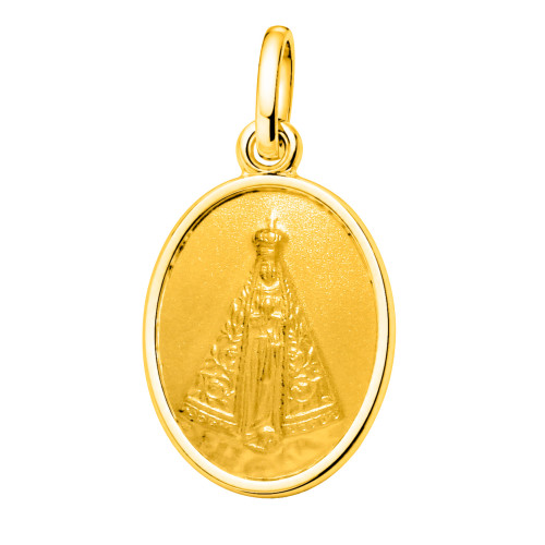 Pingente de Aço Nossa Senhora Aparecida Gold IPG Oval 15x12mm