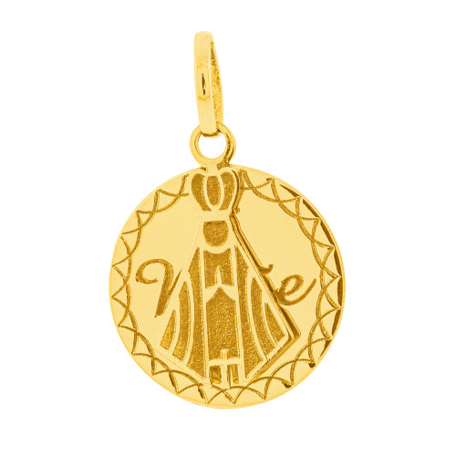 Pingente de Aço Gold IPG Nossa Senhora Aparecida Coleção For Me 18mm