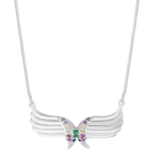 Colar Prata Veneziana Angel Wings Rainbow