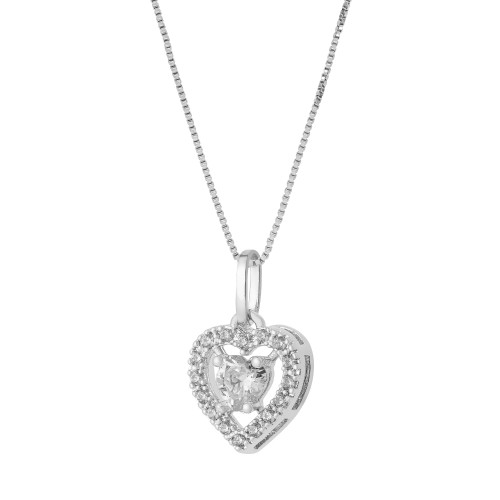 Colar de Prata True Love com Zircônias Branca 9x9mm 45cm