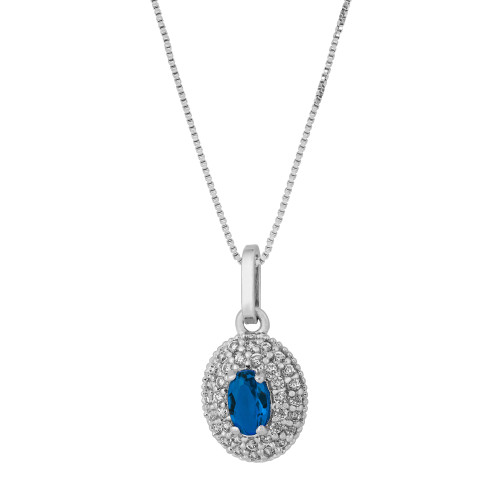 Colar de Prata Oval com Zircônia Azul 10x7mm 45cm (teste)
