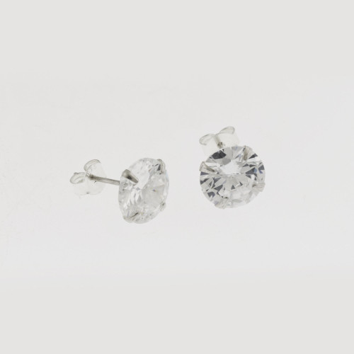 Brinco de Prata Ponto de Luz Zircônia 10mm