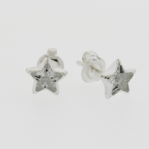 Brinco de Prata Estrela Zircônia Branca 5mm