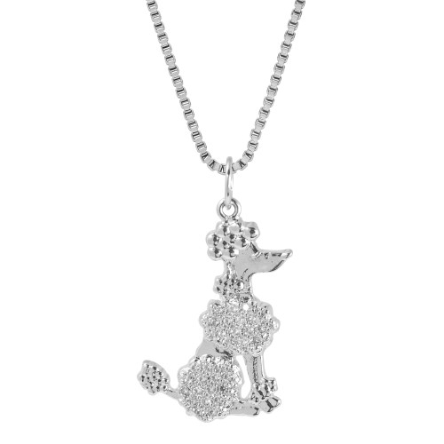Colar de Prata Poodle com Zircônias 22x15mm 45cm