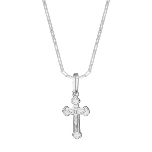 Colar de Prata Cruz com Cristo 60cm