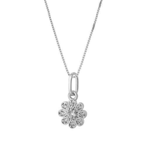 Colar de Prata Flor 7x7mm 45cm