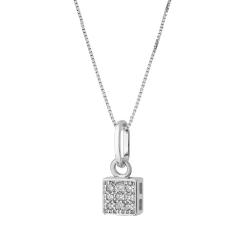 Colar de Prata Brilho com Zircônias Brancas 4x4mm 45cm