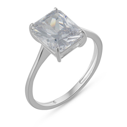 Anel de Prata Coleção Fancy retangular Cristal 8x10