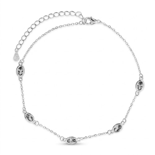 Tornozeleira de Prata Luz Coleção Fancy Zircônias Brancas