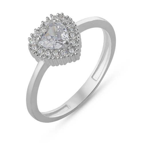 Anel de Prata Coleção Fancy Coração Zircônia Cristal 8x8
