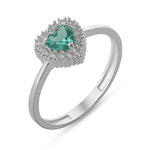 Anel de Prata Coleção Fancy Coração Zircônia Esmeralda 8x8