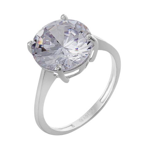 Anel de Prata Coleção Fancy Pedra Redonda Zircônia Cristal 12mm