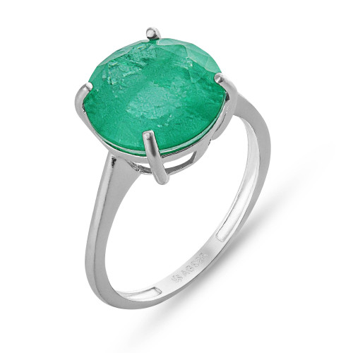 Anel de Prata Coleção Fancy Pedra Redonda Fusion Verde 12mm