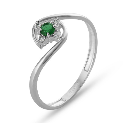 Anel de Prata Flor Color Coleção Florescer Zircônia Esmeralda