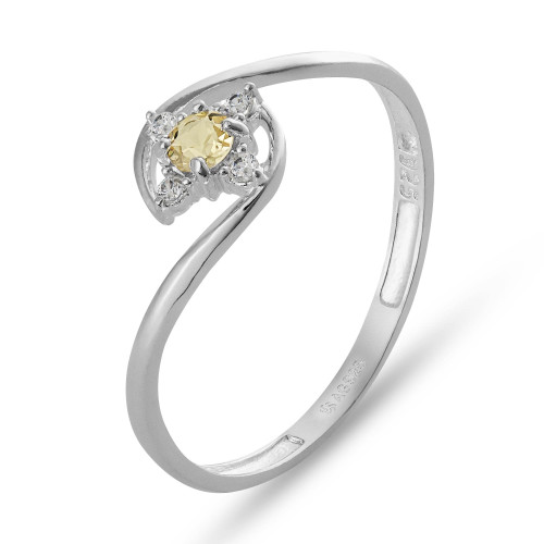 Anel de Prata Flor Color Coleção Florescer Zircônia Yellow