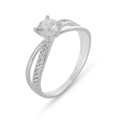 Anel de Prata Solitário Ícone Zircônia 5mm