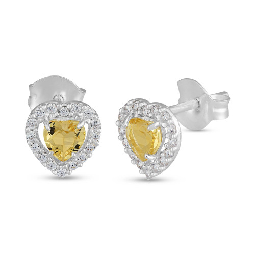Brinco de Prata Coleção Princess Coração Yellow 4mm