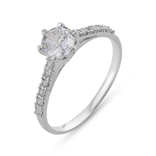 Anel de Prata Solitário Love Zircônia 6mm