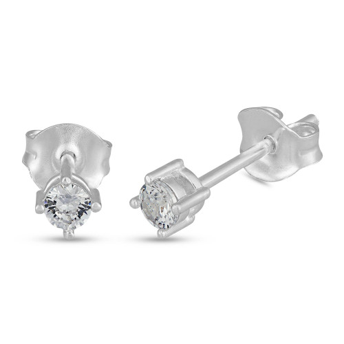 Brinco de Prata Ponto de Luz Coleção Fancy Zircônia 3mm