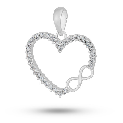 Pingente de Prata Coração Infinito com Zircônias 12x12