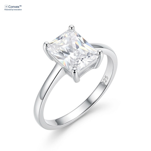 Anel de Prata Coleção Fancy Zircônia Branca 8x5