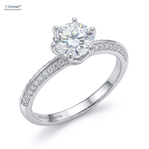 Anel de Prata Lumina Solitário com Pedra Moissanite 7mm