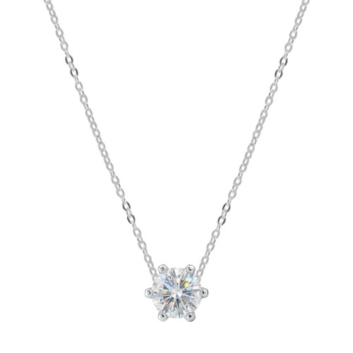 Colar de Prata Ponto de Luz Moissanite 7mm 45cm