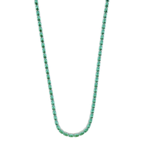 Colar de Prata Riviera Zircônias Verde Turquesa 38cm