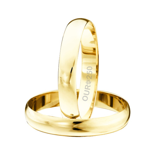Par de Alianças de Ouro 250K Ourum - 3,9mm x 0,9mm Cód 366012 Aros 18 e 24