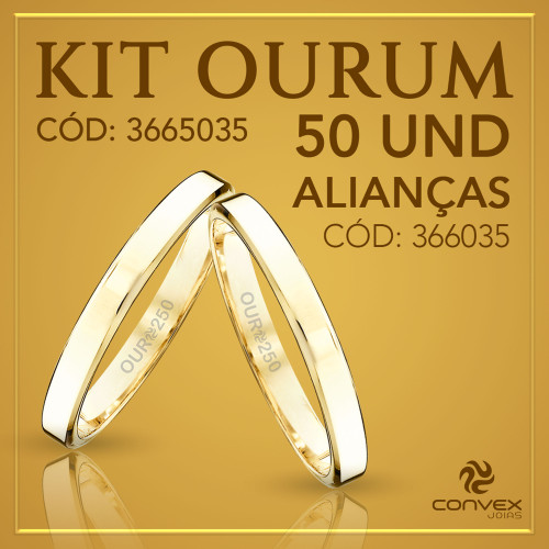 Kit de Aliança de Ouro Ourum 50 Alianças 366035 250K