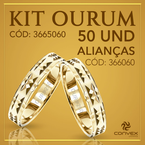Kit de Aliança de Ouro Ourum 50 Alianças 366060 250K