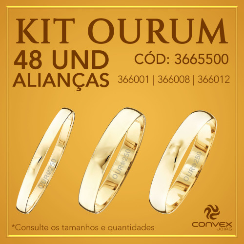 Kit de Alianças OURUM 250k 3 modelos