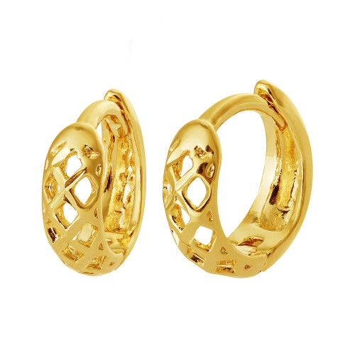 Brinco de Prata Revestido Argola Trabalhada 9,8mmx3,5mm-1
