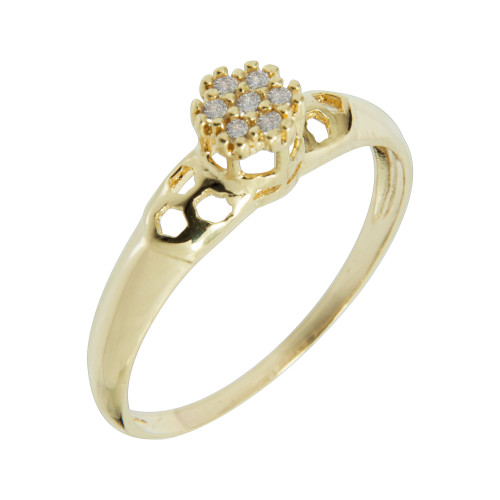 Anel Prata RVT Solitário com Zircônia Branca 5x5mm