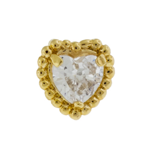 Pingente de Prata Coração com Zircônia revestido no ouro 18k 5x5mm