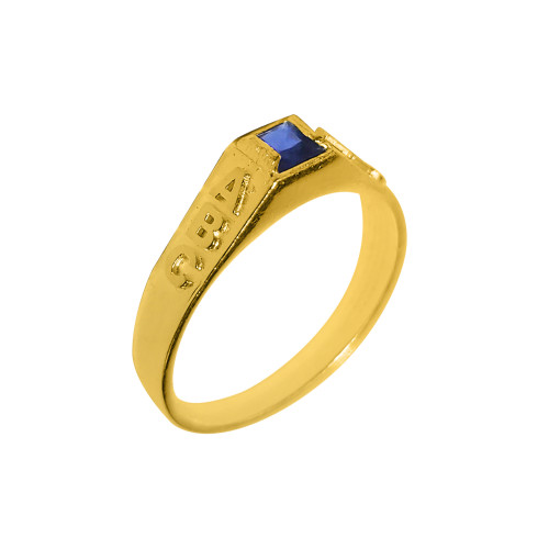 Anel de Formatura de Prata Infantil ABC Revestida com Ouro 18k