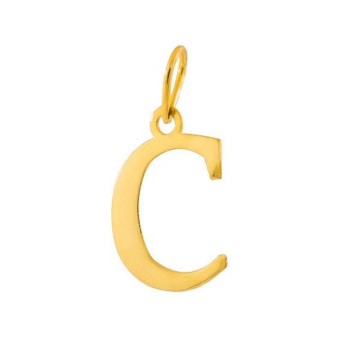 Pingente de Prata Letra C Revestida com Ouro 18K