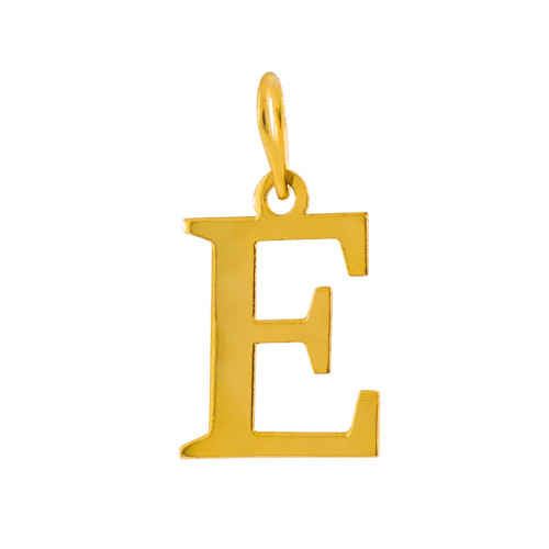 Pingente de Prata Letra E Revestida com Ouro 18K