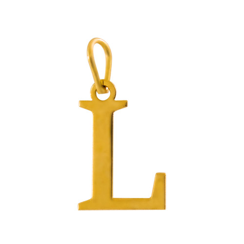 Pingente de Prata Letra L Revestida com Ouro 18K