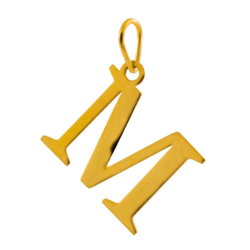 Pingente de Prata Letra M Revestida com Ouro 18K