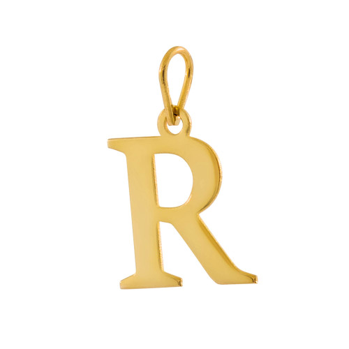 Pingente de Prata Letra R Revestida com Ouro 18K
