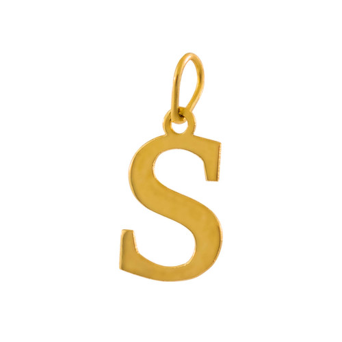 Pingente de Prata Letra S Revestida com Ouro 18K