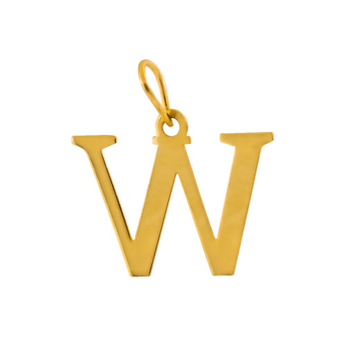 Pingente de Prata Letra W Revestida com Ouro 18K
