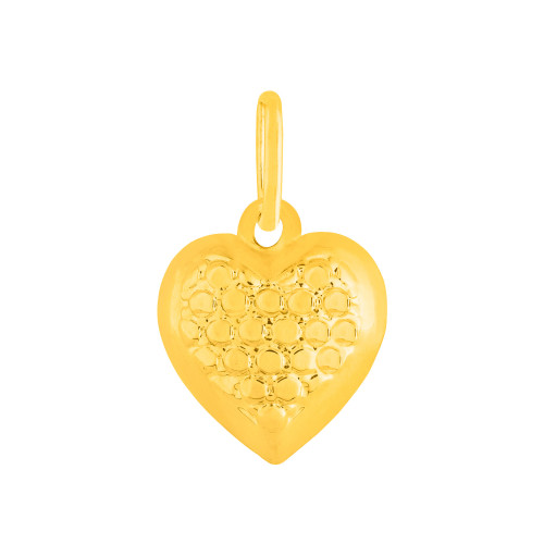 Pingente de Prata Coração Diamantado Revestido com Ouro 18K 11x10