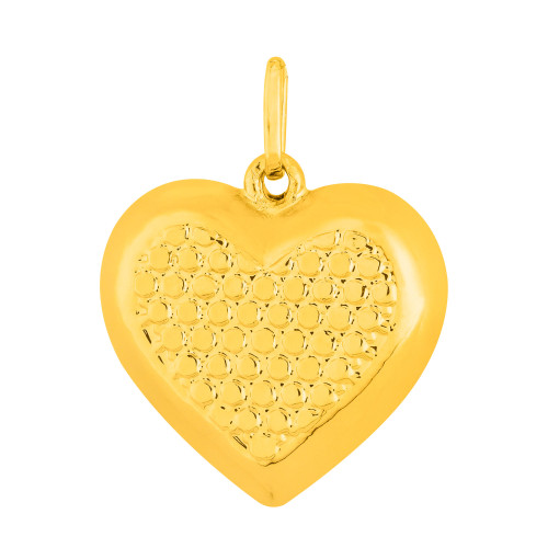 Pingente de Prata Coração Diamantado Revestido com Ouro 18k 16x16