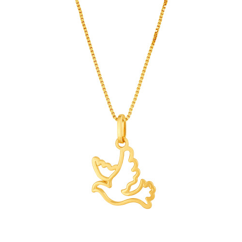 Colar de Prata Espírito Santo Revestida com Ouro 18k 45cm