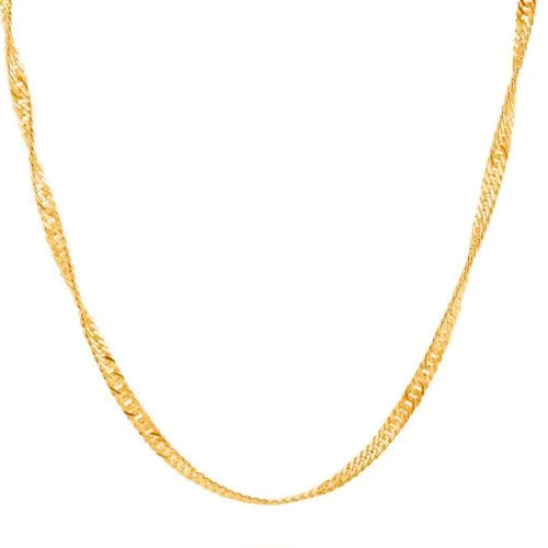 Corrente de Prata Singapura  Revestida com Ouro 18k 1.50mm 45cm